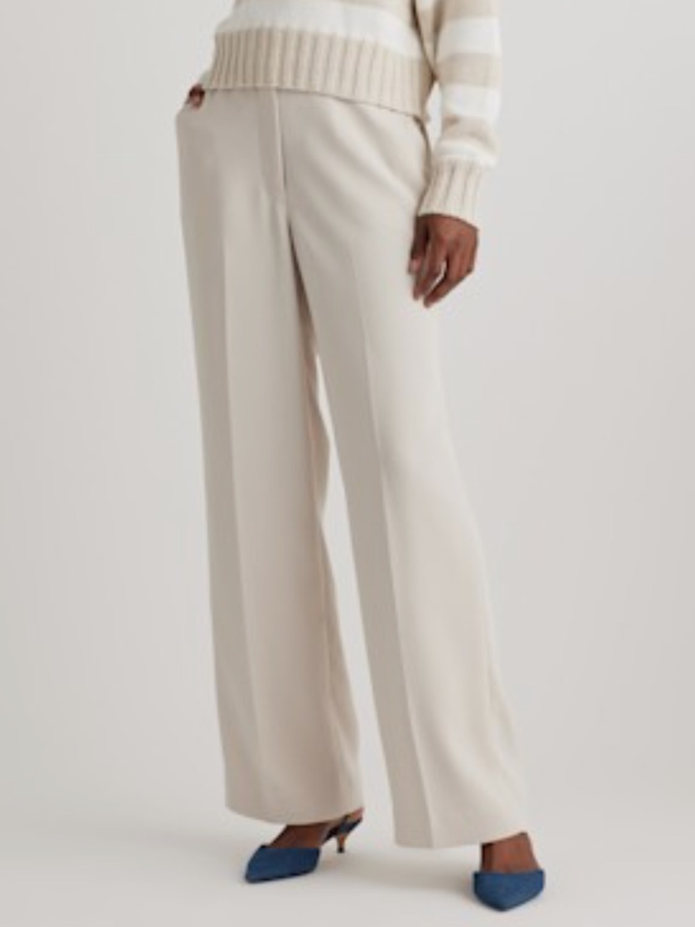 Quince Sand Stretch Crepe Classic Trouser Pant Size 6